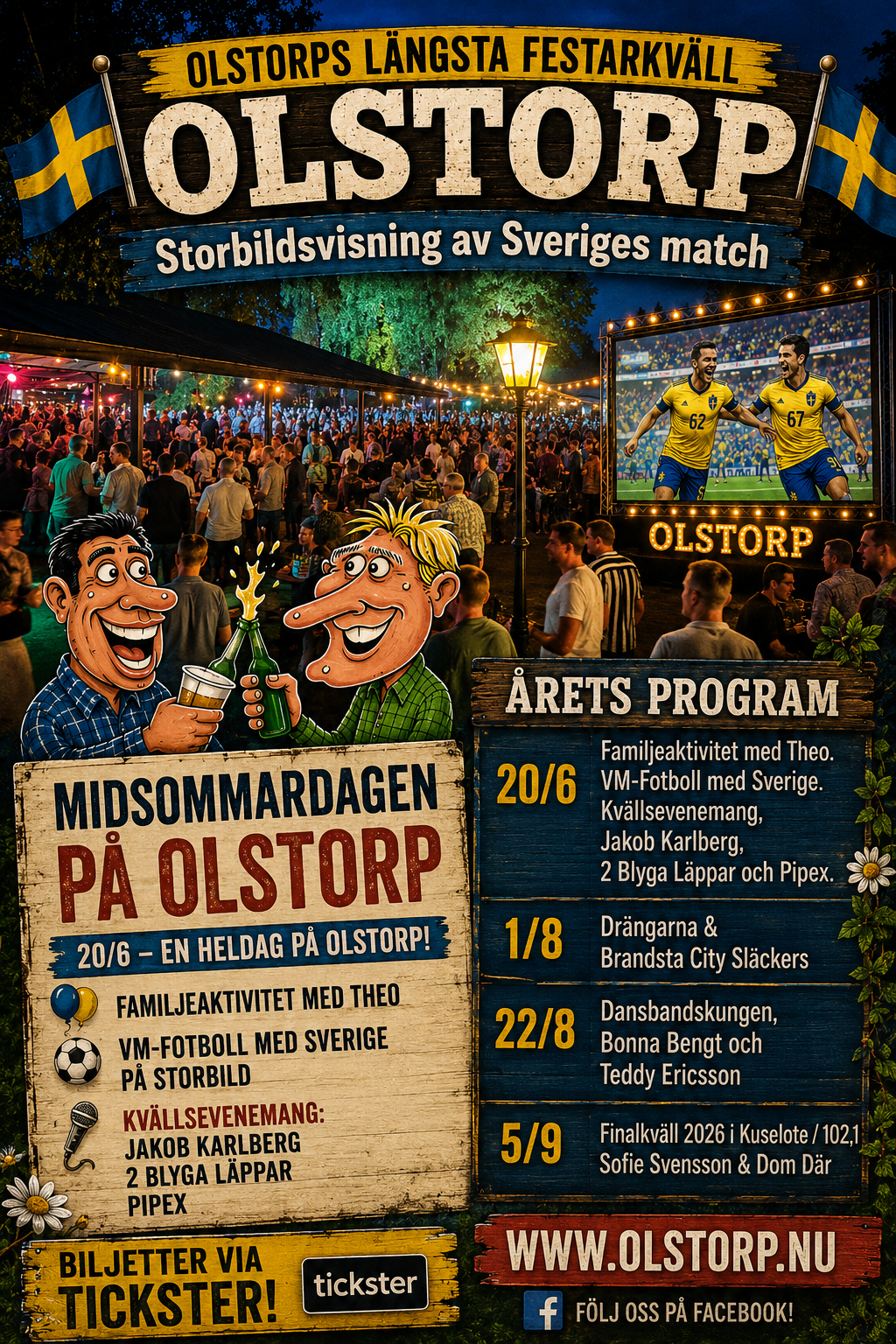 Fotboll och Vm-match på Olstorp i Tidan 20/6